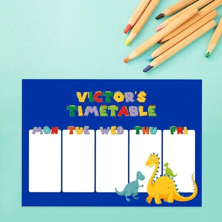 Personalised timetable with text - Dino