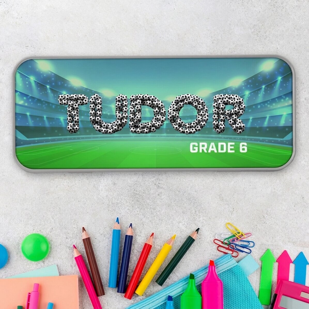 Personalised pencil case with name - Football