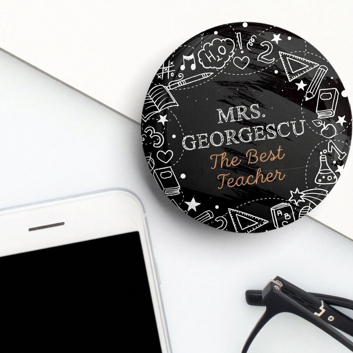 Personalised badge with text for teachers