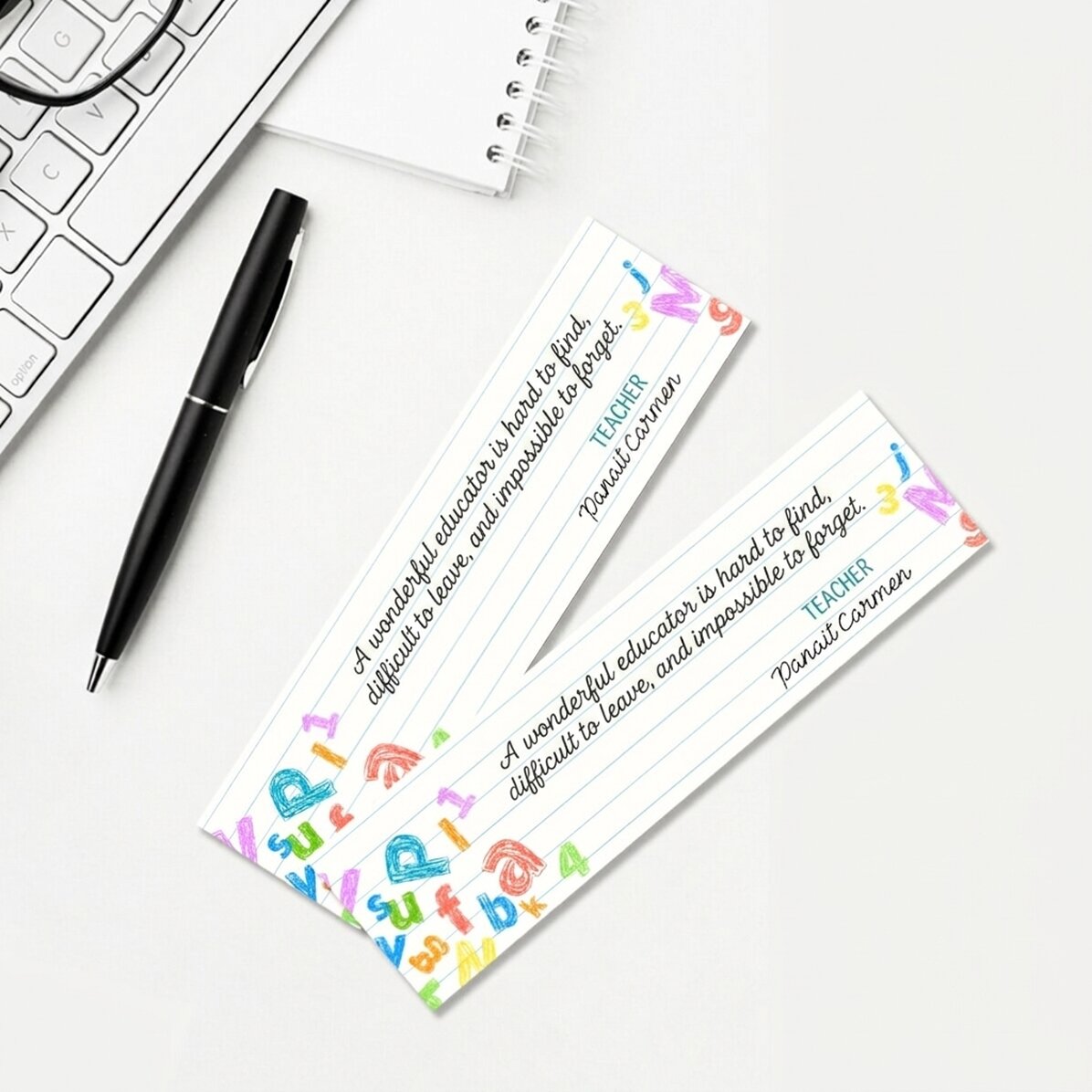 Personalised bookmark with name for teachers