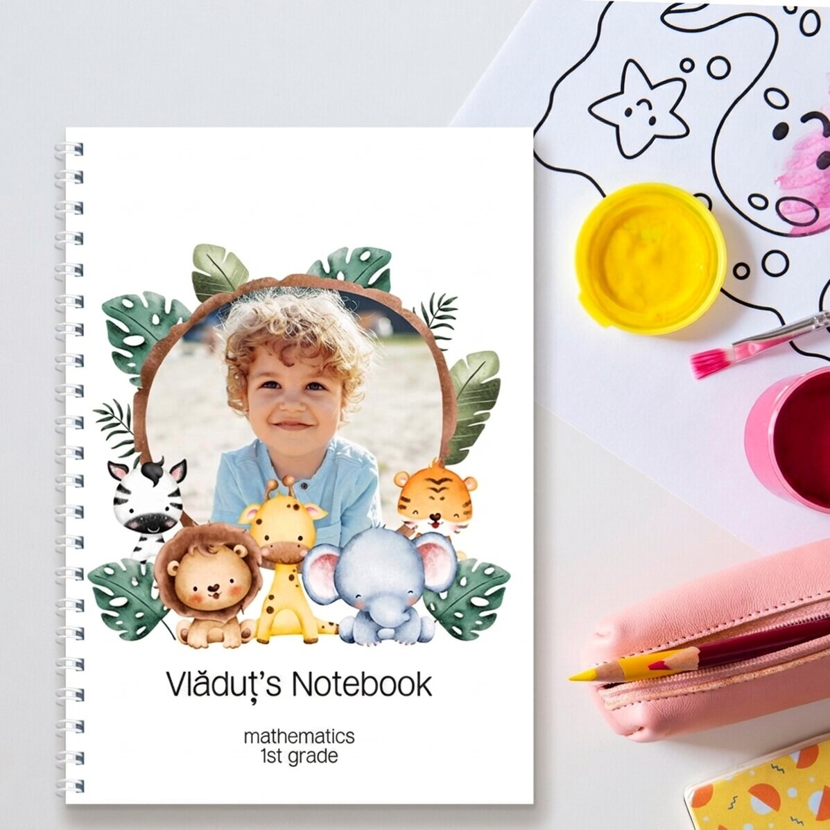 Personalised notebook with a photo and text - Animals