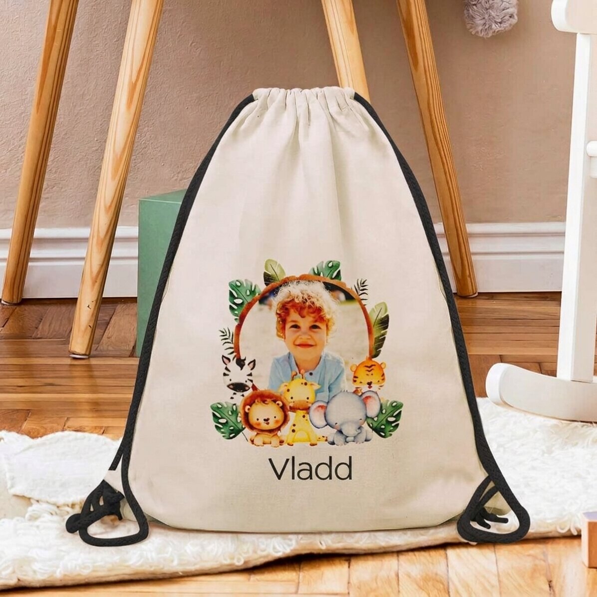 Personalised backpack with name and photo - Animals