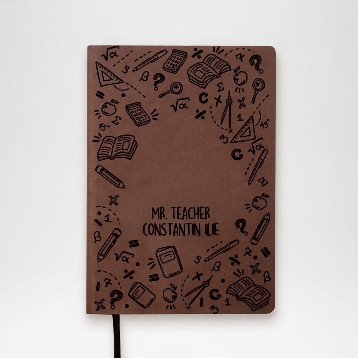 Personalised leather diary with name for teachers