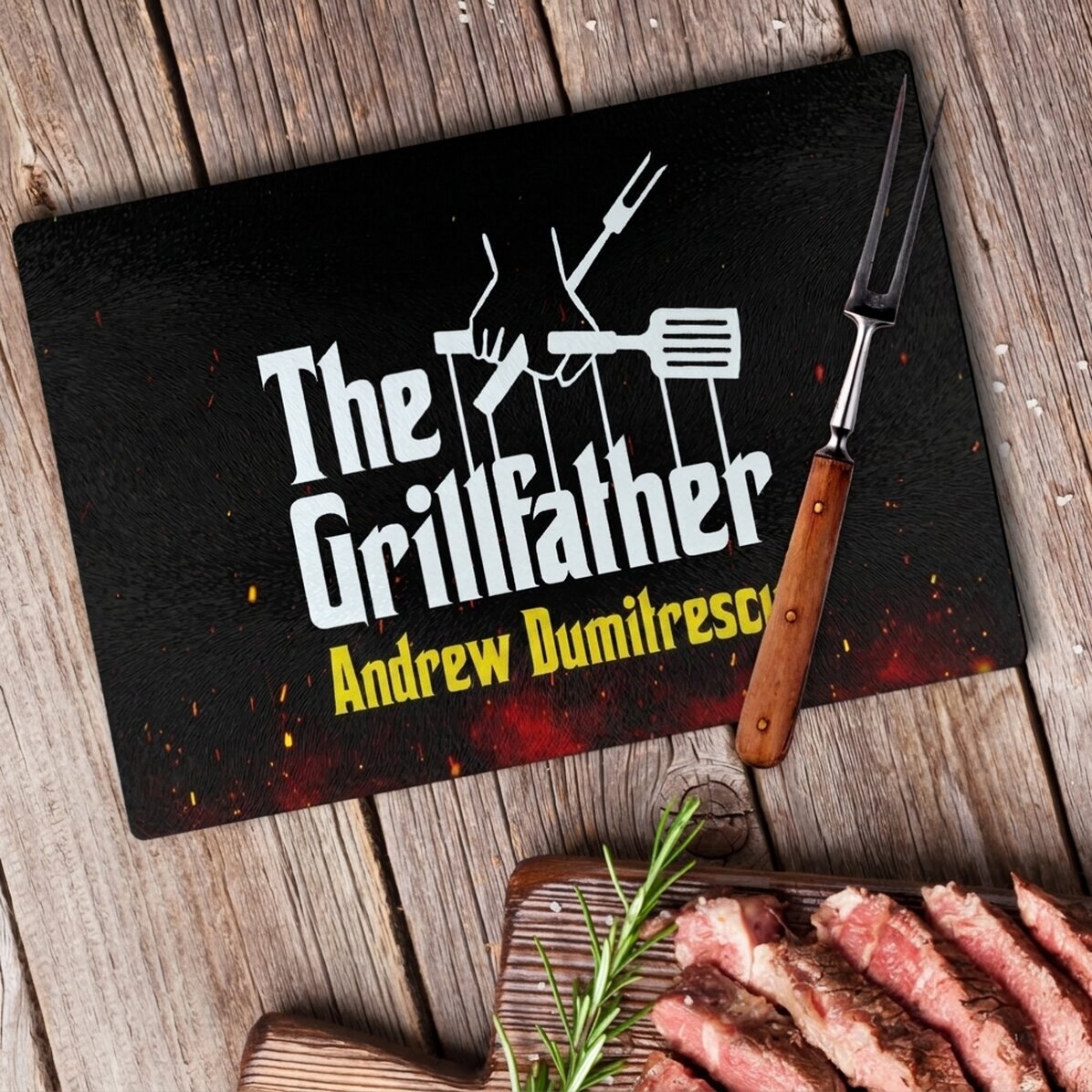 Personalised glass cutter with text - The Grillfather