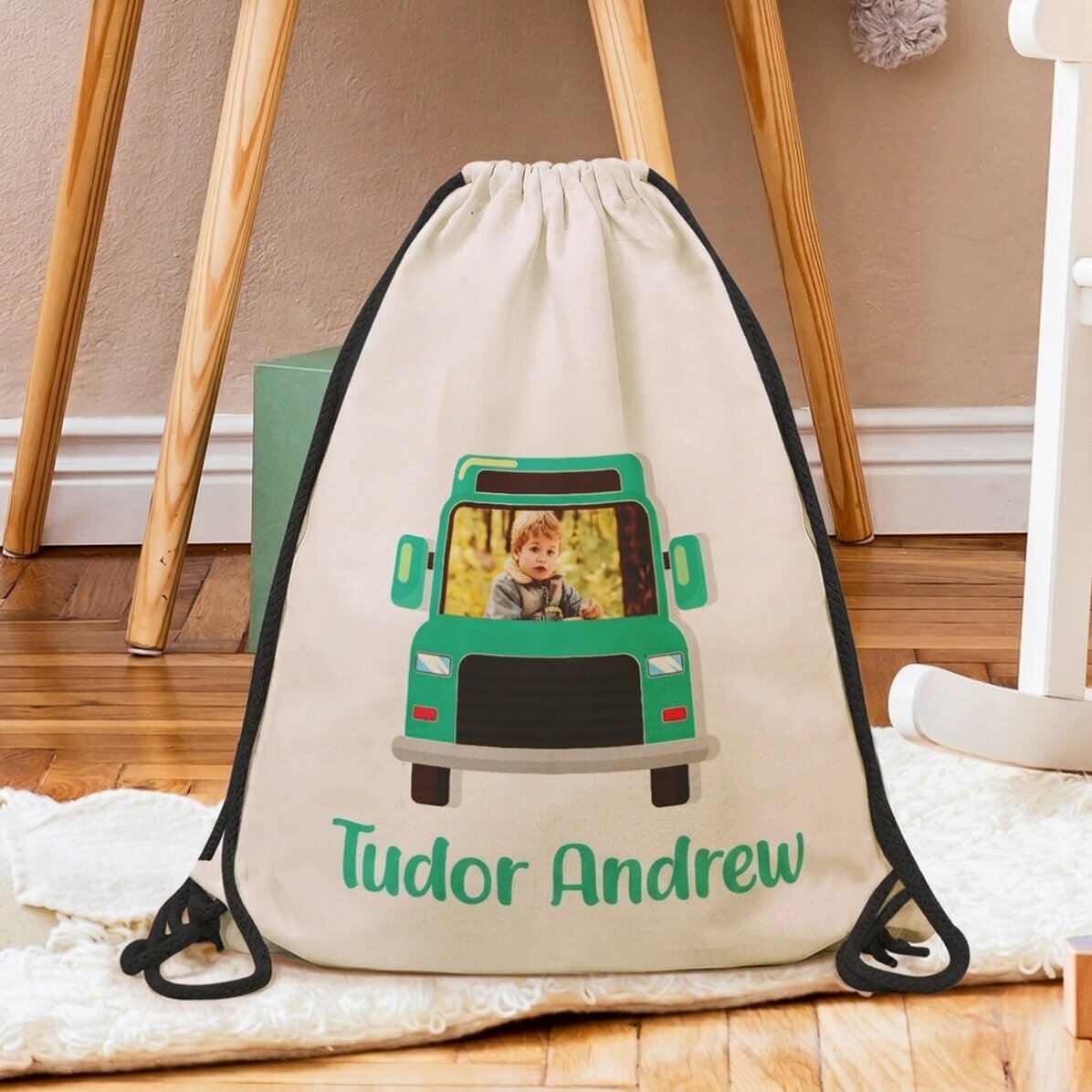 Personalised backpack with name and photo - Colourful car