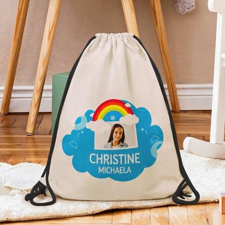 Personalised backpack with name and photo - Rainbow model