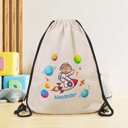 Personalised backpack with name and photo - Space