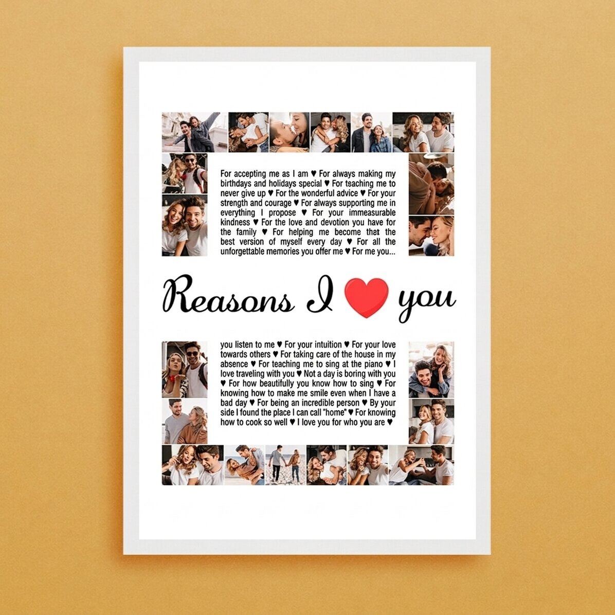 Personalised canvas with 20 photos and text - Reasons I love you