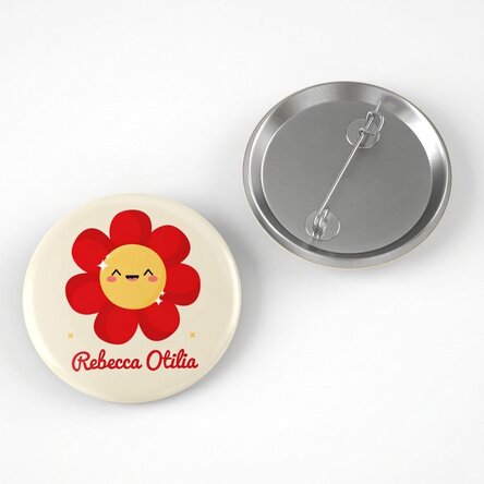 Personalised badge with name - Colourful flower design