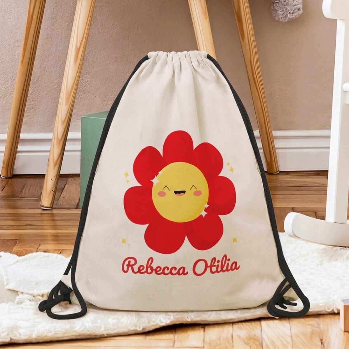 Personalised backpack with name - Colourful flower design