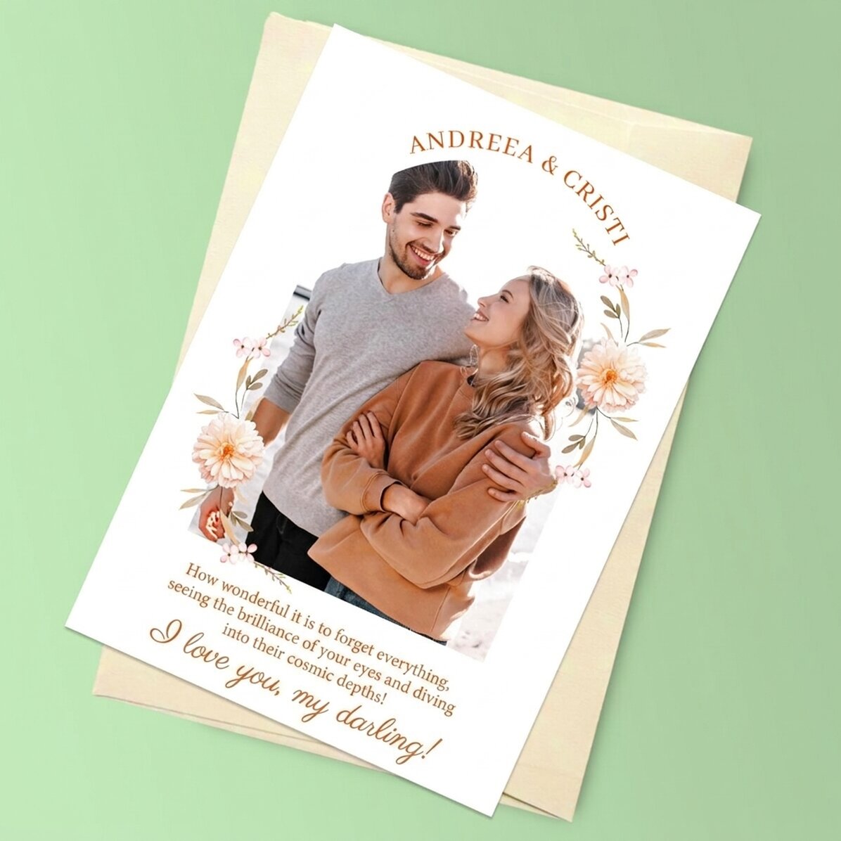 Personalised magnetic card with a photo and text - Message for boyfriend/girlfriend