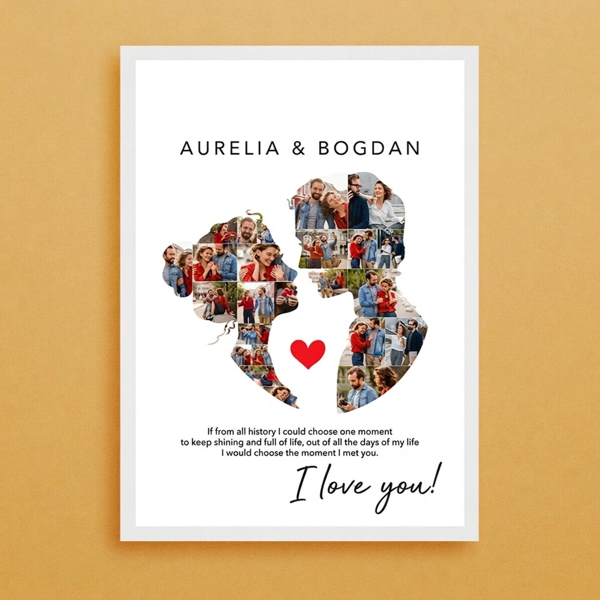 Personalised canvas with 26 photos and text for couples - Our Love