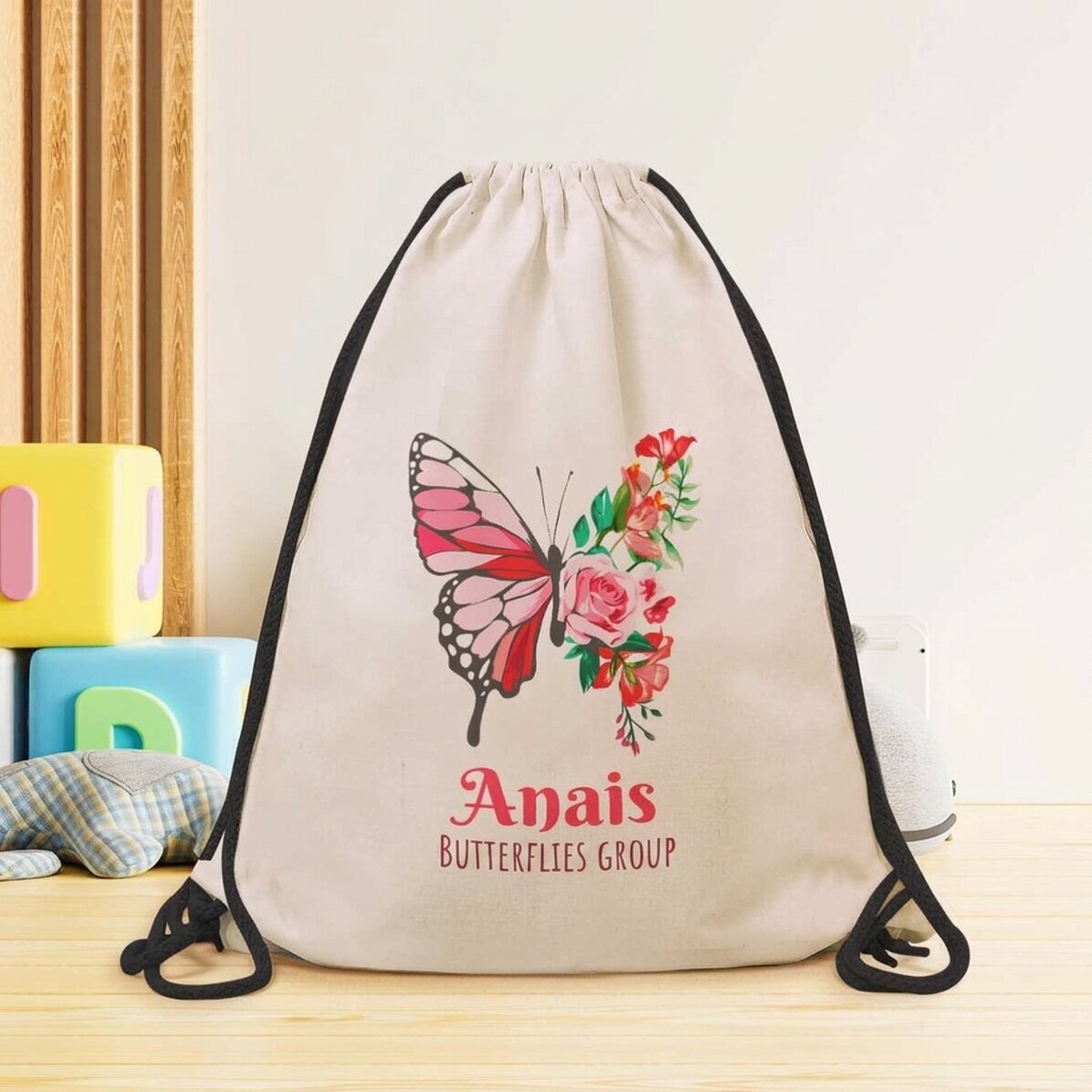 Personalised backpack with text - Colourful butterfly