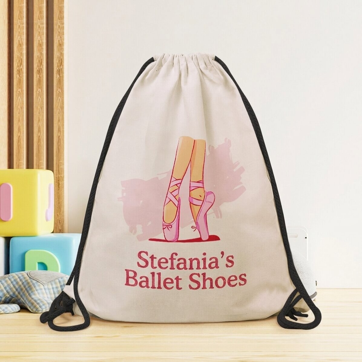 Personalised backpack with text - Ballet shoes