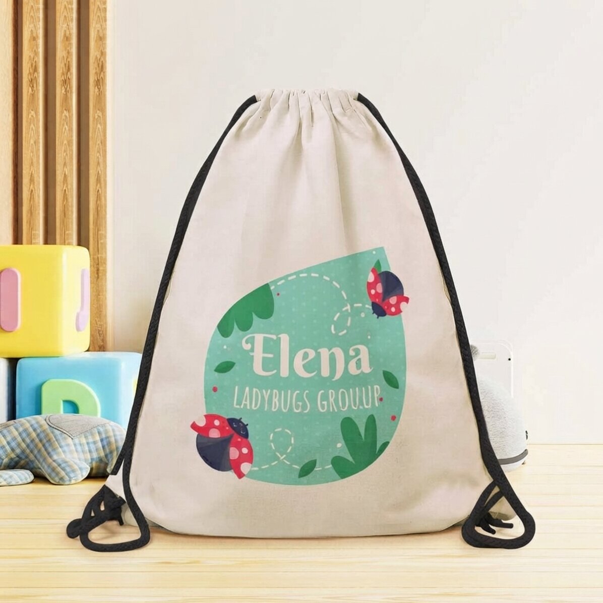 Personalised backpack with text - Ladybirds