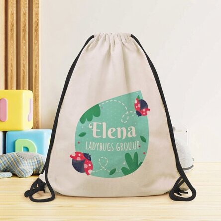 Personalised backpack with text - Ladybirds