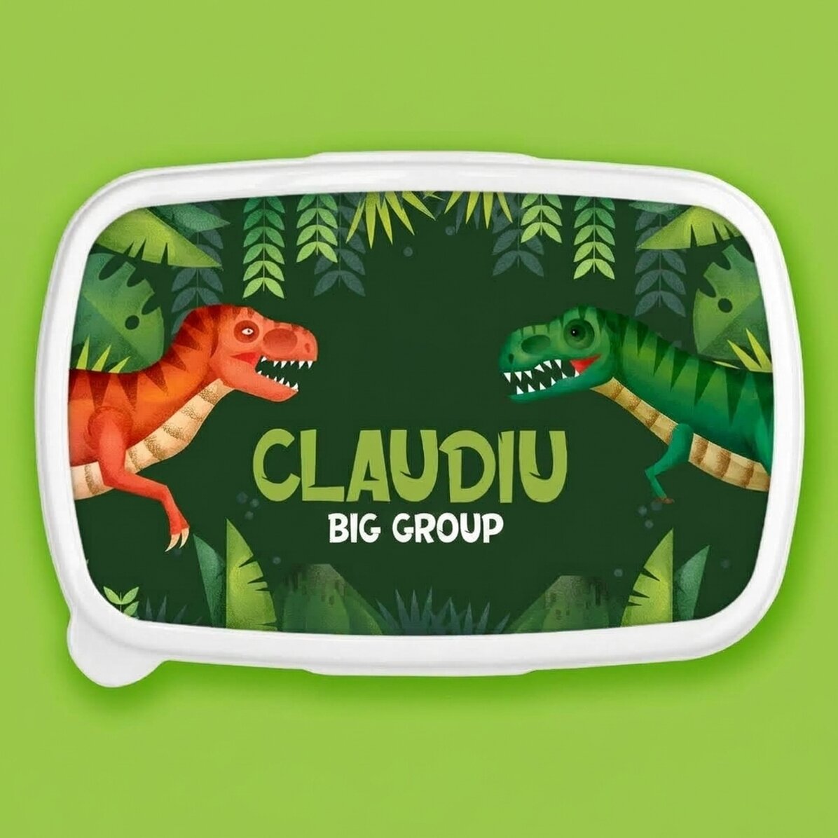 Lunch box, customised with text - T-Rex Dinosaur