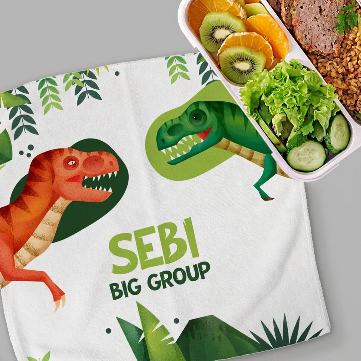 Personalised towel with text - T-Rex dinosaur