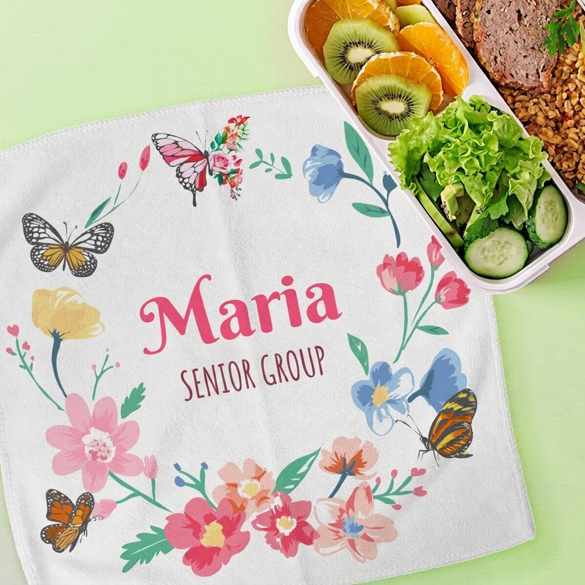 Personalised towel with text - Colourful butterflies