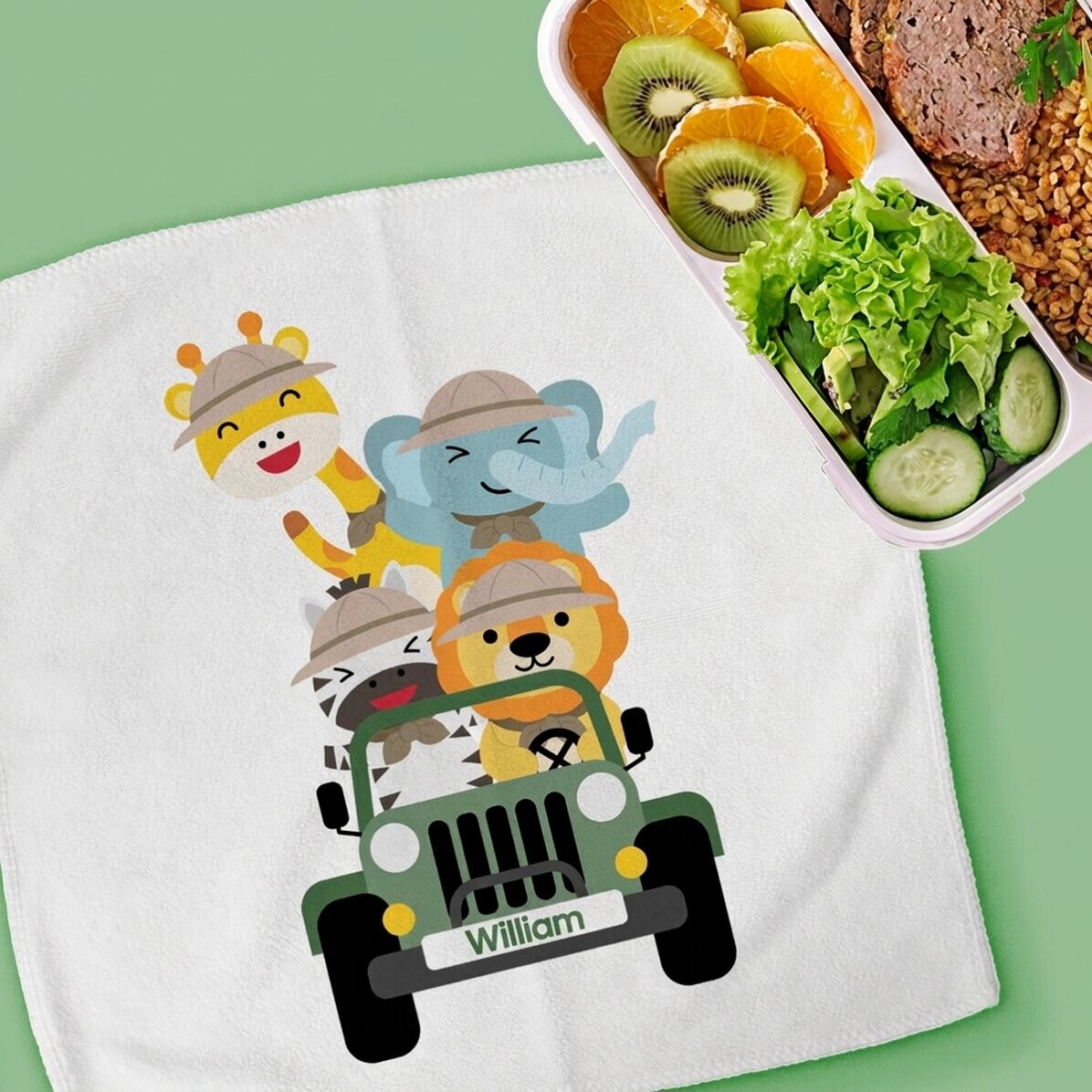 Personalised towel with text - Safari