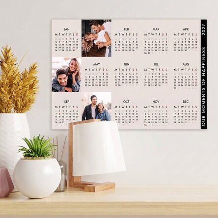 Personalised calendar poster with 3 photos and text
