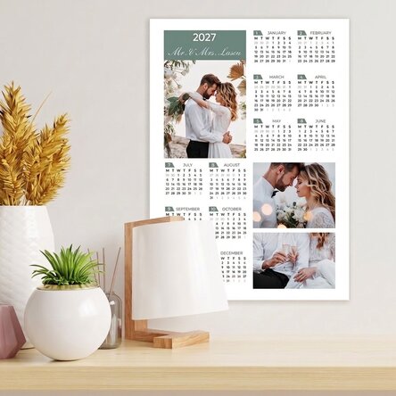 Personalised calendar poster with 3 photos and text - portrait