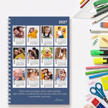 Personalised notebook with 12 photos and text - Calendar