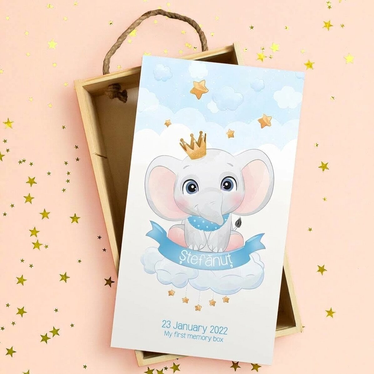 Personalised wooden gift box with text - My first memories
