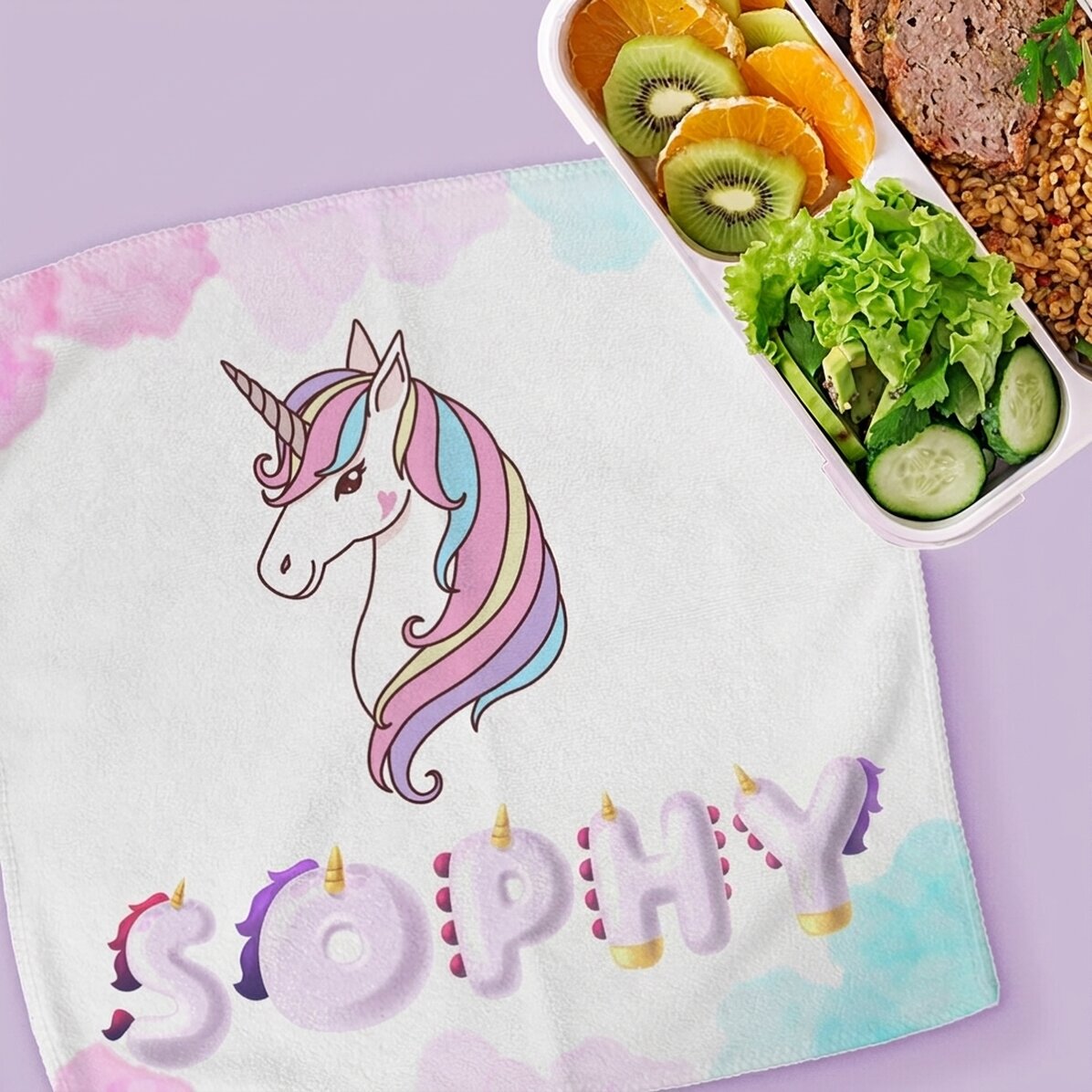 Personalised towel with name - Unicorn