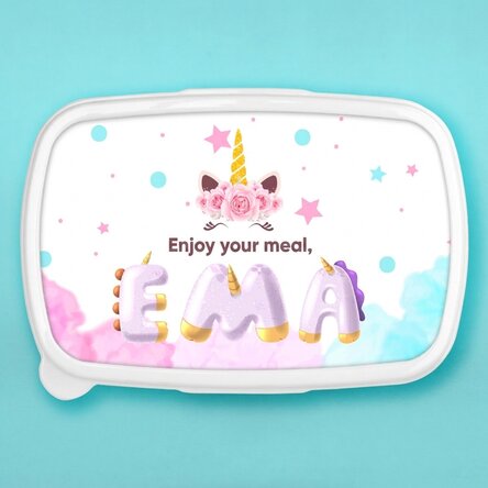 Lunch box, personalised with name - Special Unicorn