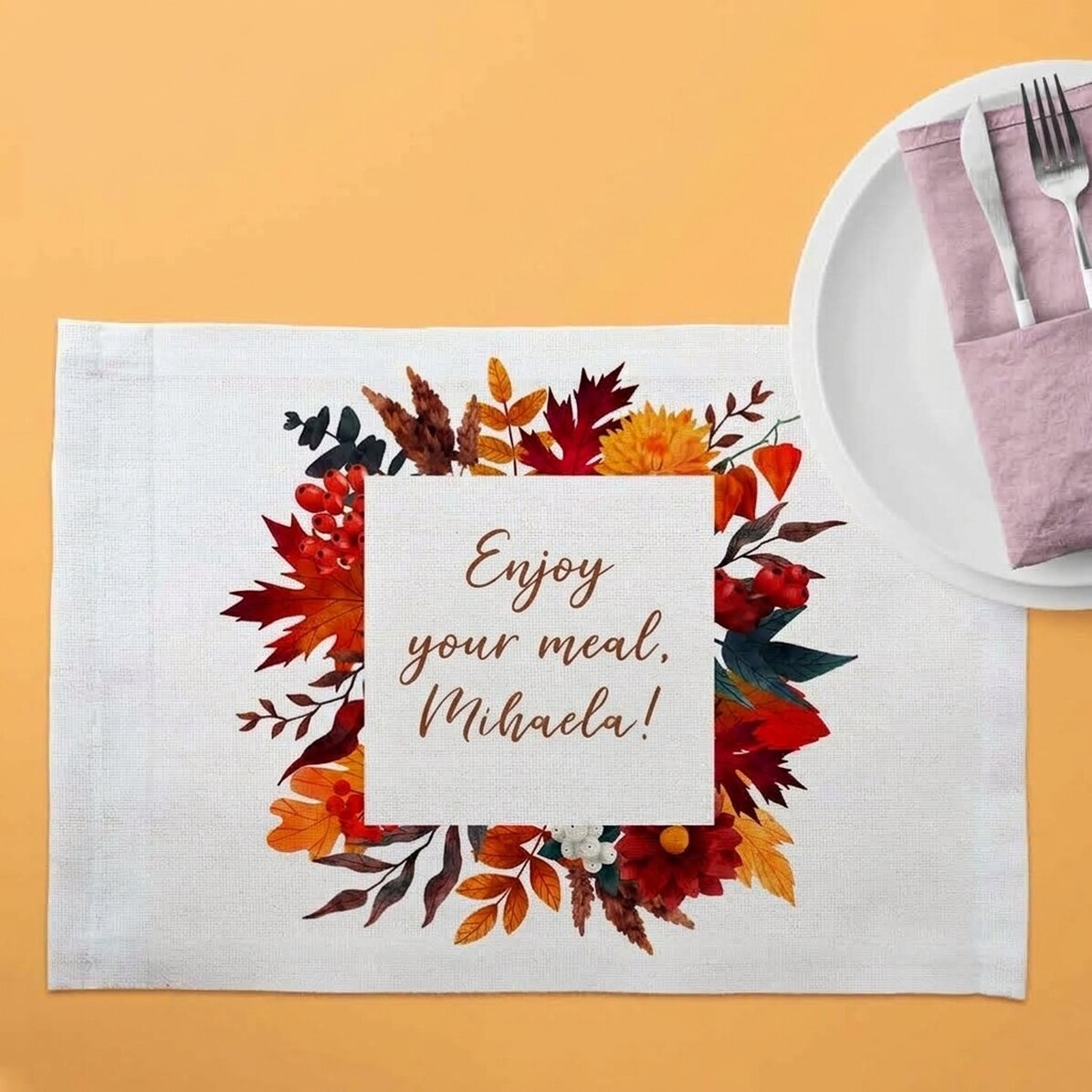 Personalised plate holder with text - Autumn