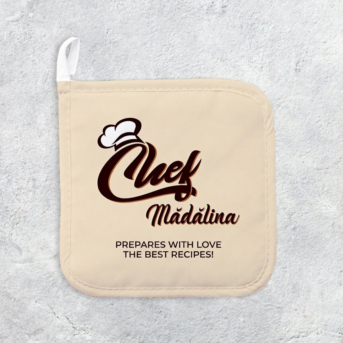 Personalised hot pot holder with text - Chef