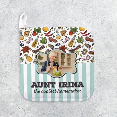 Personalised hot pot holder with photo and text - The best housewife