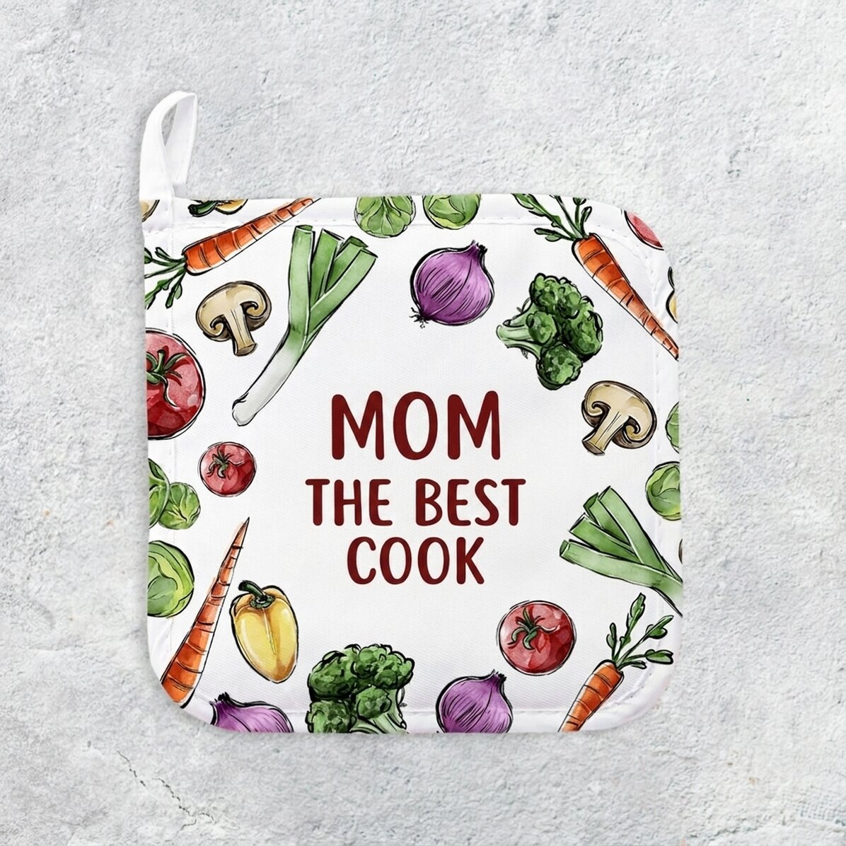 Personalised hot pot holder with text - Vegetables