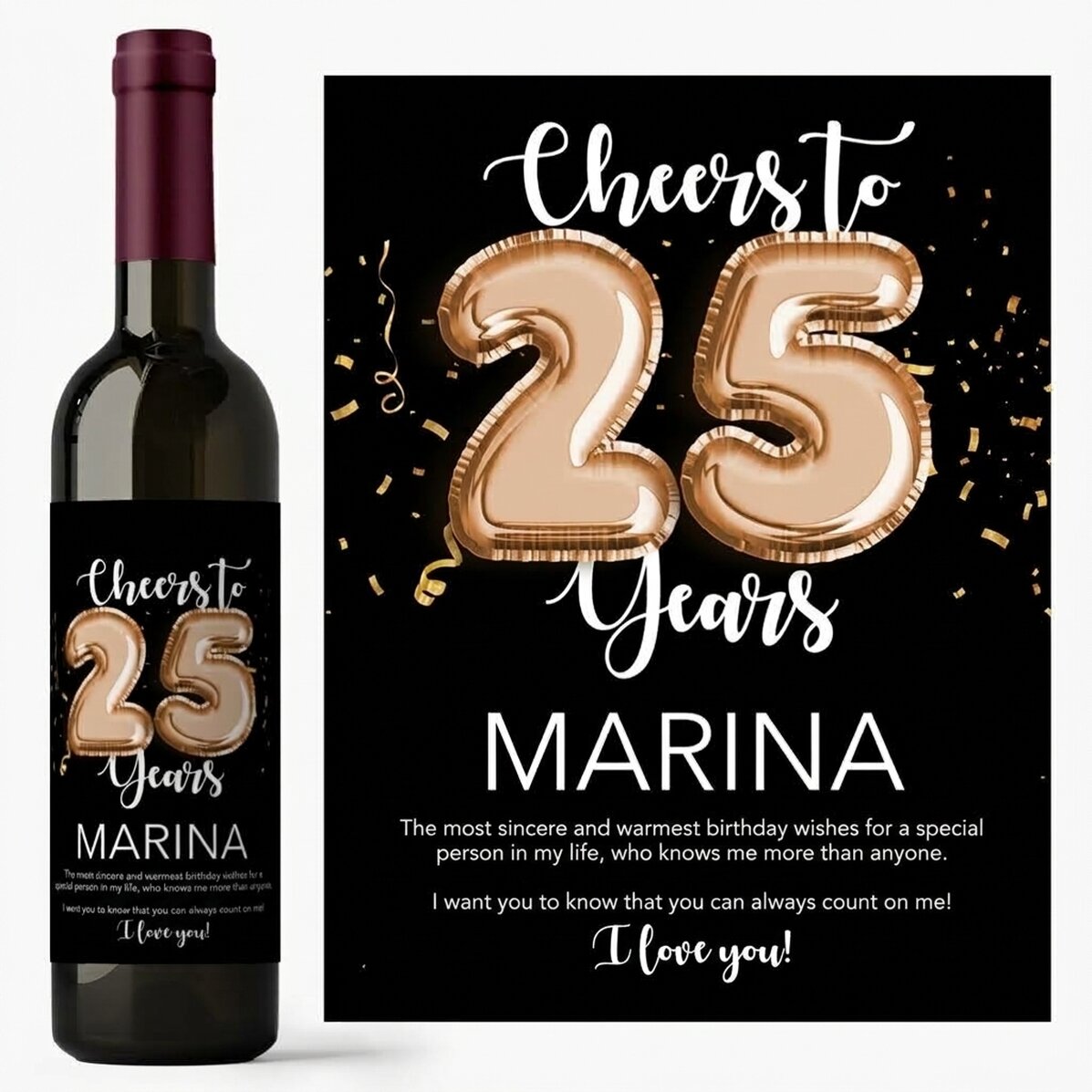 Personalised wine with number, name and message - Cheers to