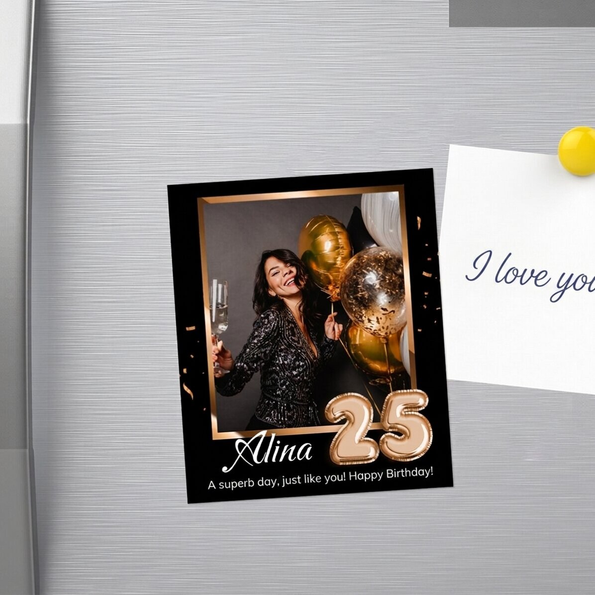 10x12 cm magnet personalised with a photo and number - Happy Birthday!