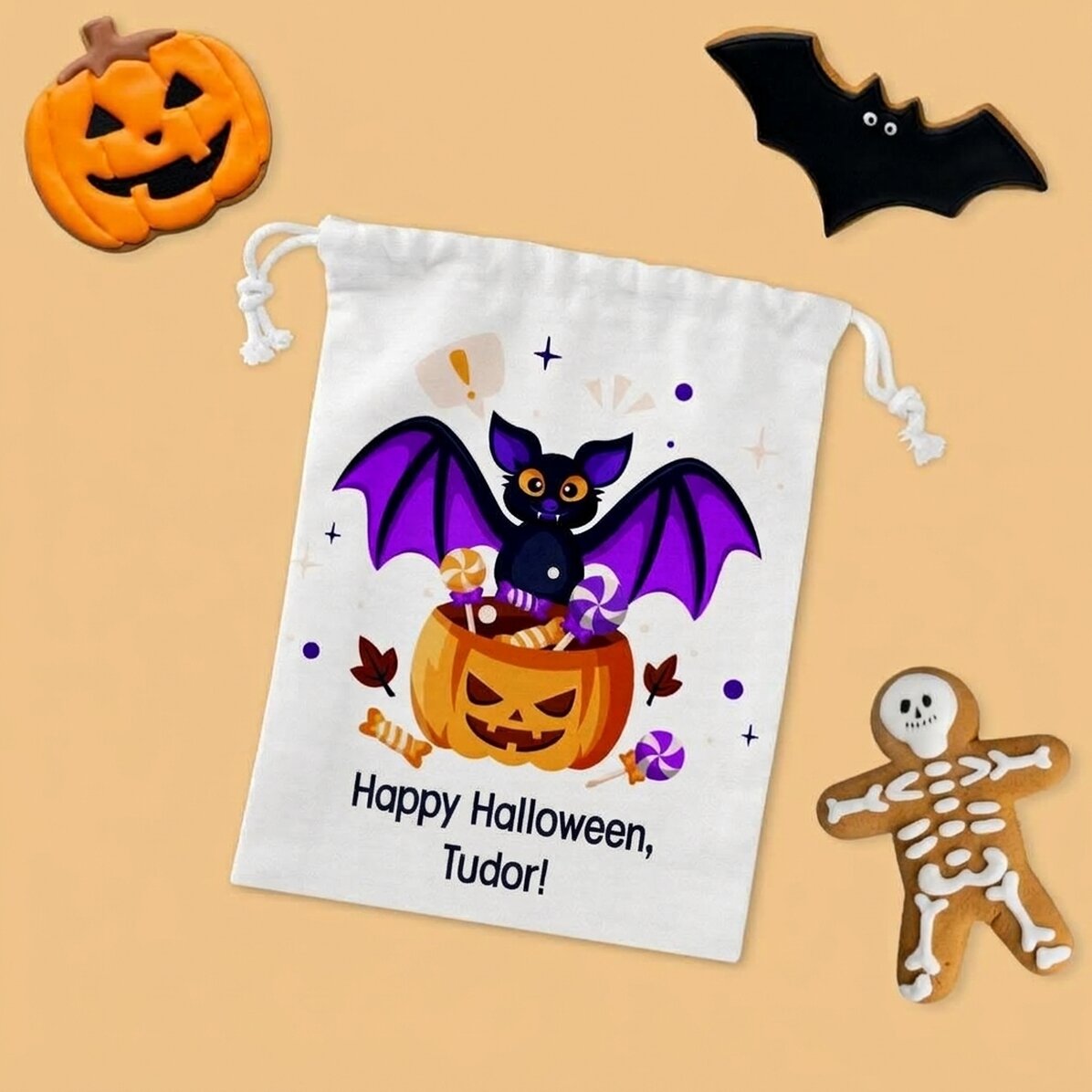 Small gift bag personalised with text - Halloween
