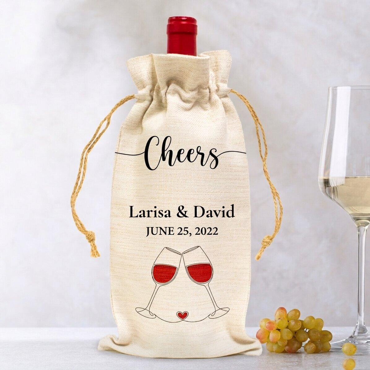 Personalised wine bottle bag - Cheers!