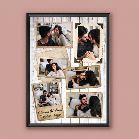Personalised canvas with 6 photos in vintage design