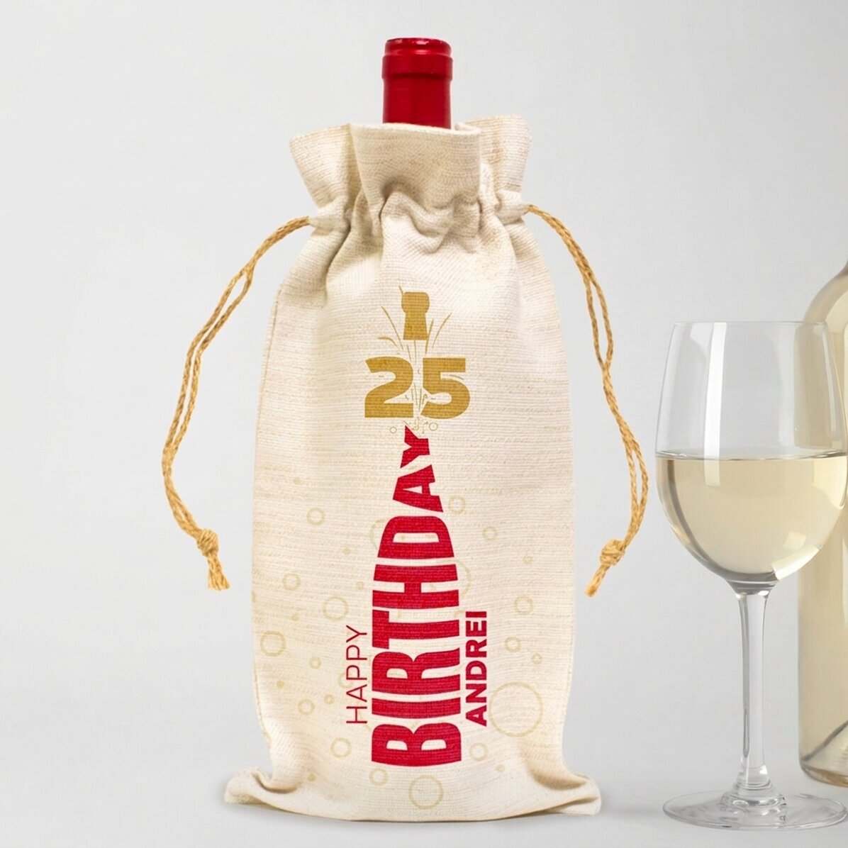 Personalised wine bottle bag - Happy Birthday