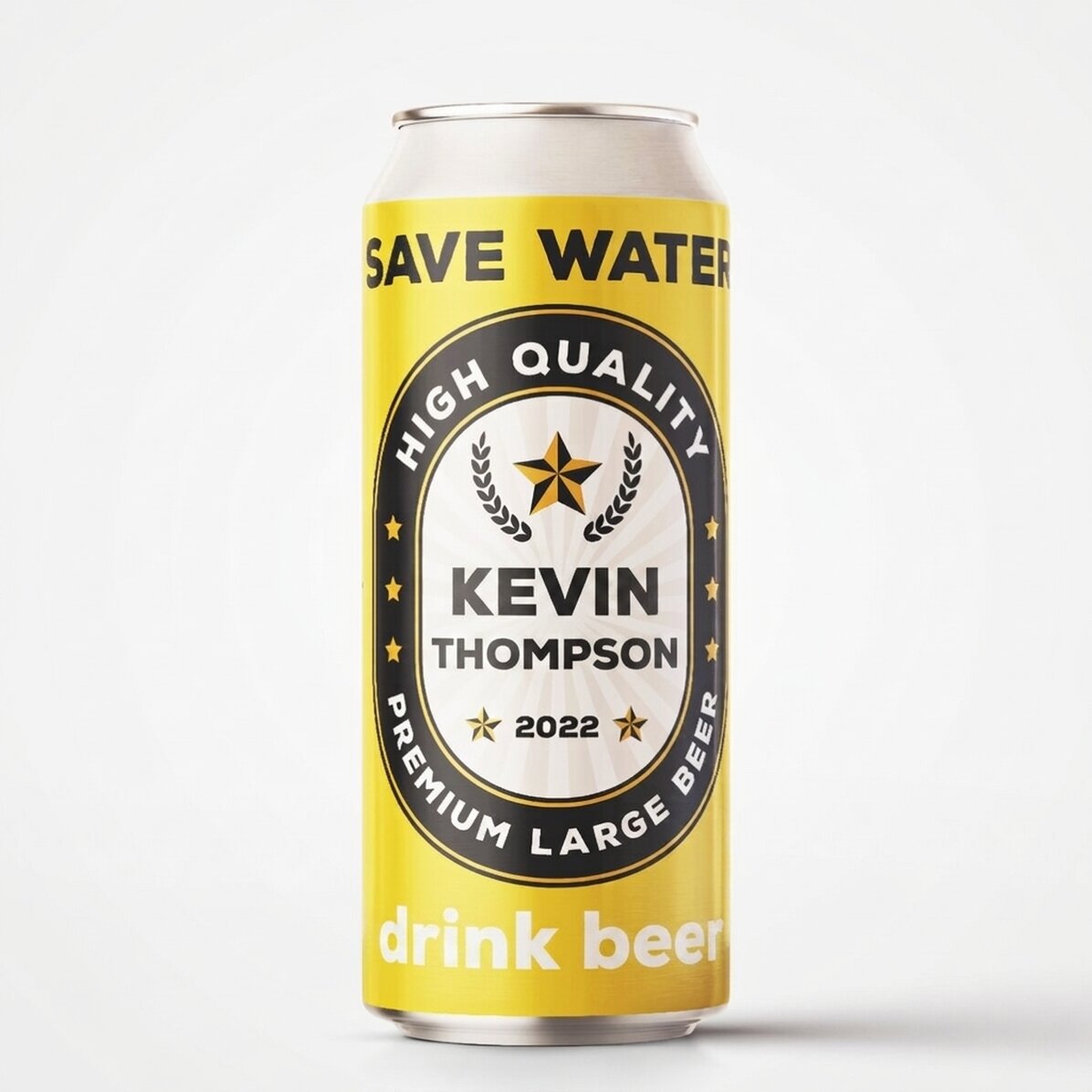 Personalised beer can with text - Save water drink beer