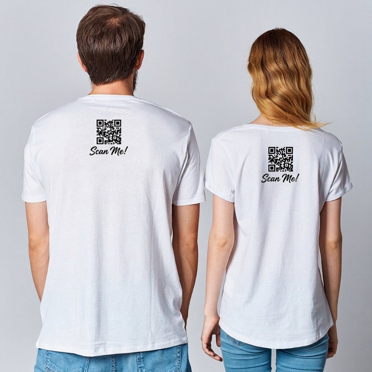 Customised T-shirt with QR code and text