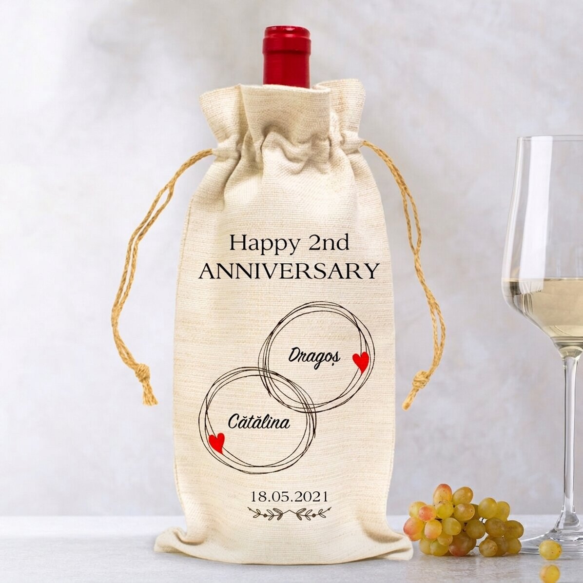 Personalised wine bottle bag - Couple