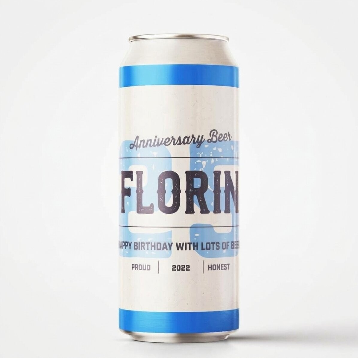 Personalised beer can with text - Retro Anniversary