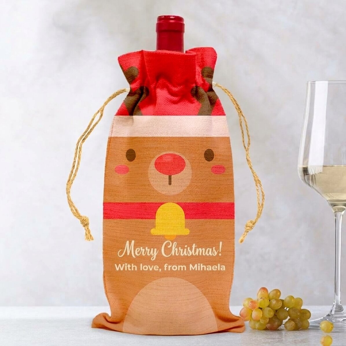 Personalised bag for wine bottle - Ren