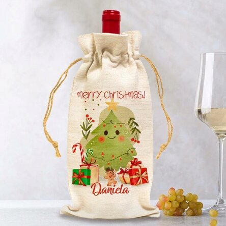 Personalised wine bottle bag - Christmas illustration