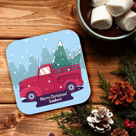 Personalised glass holder with text - Christmas Car