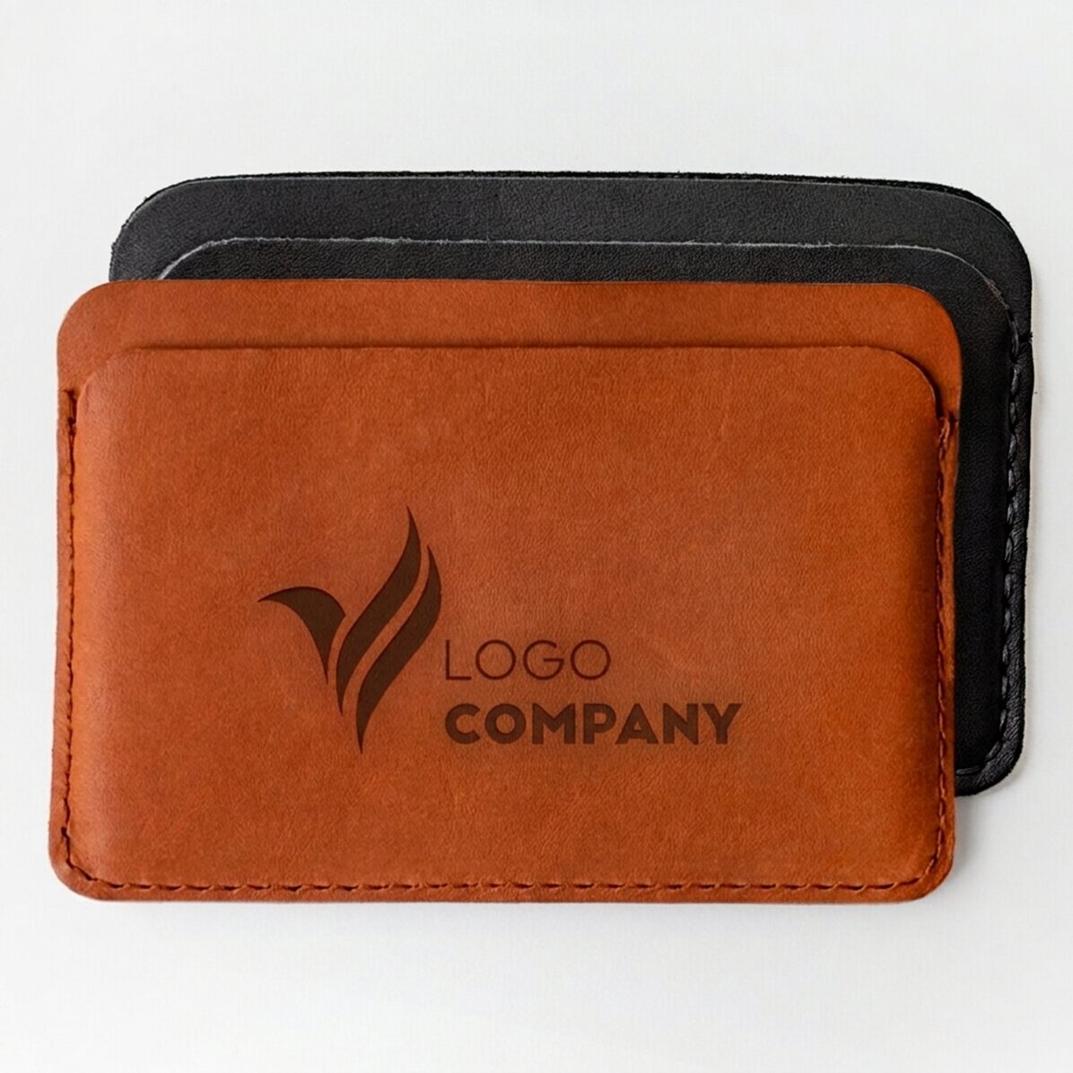 Personalised leather wallet with logo