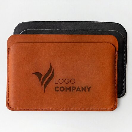 Personalised leather wallet with logo
