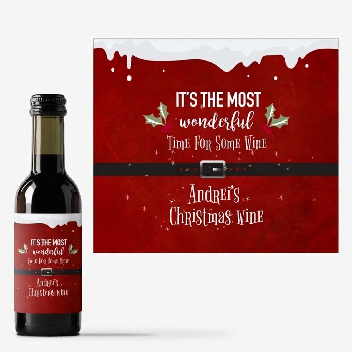 Mini wine bottle personalised with text - Most wonderful time
